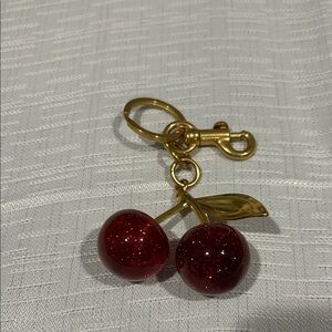 Cherry Keychain with Gold Accents